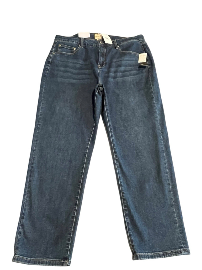 Eloquii Jeans Women's Plus Size 18 Blue The Leigh Slim Straight Denim Pants NEW