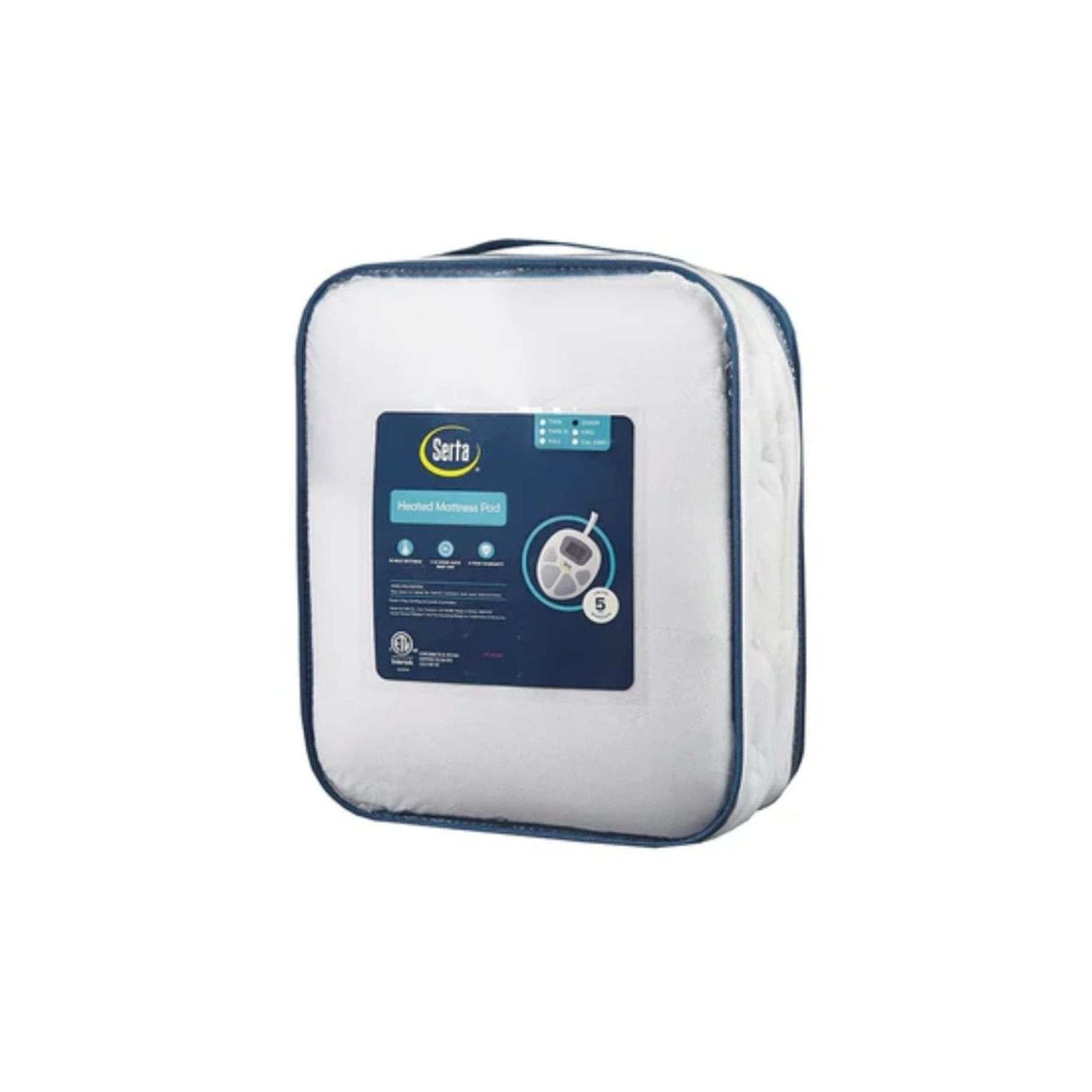 Serta Casual Polyester Plush Top Heated Mattress Pad in White Finish ST55-0186