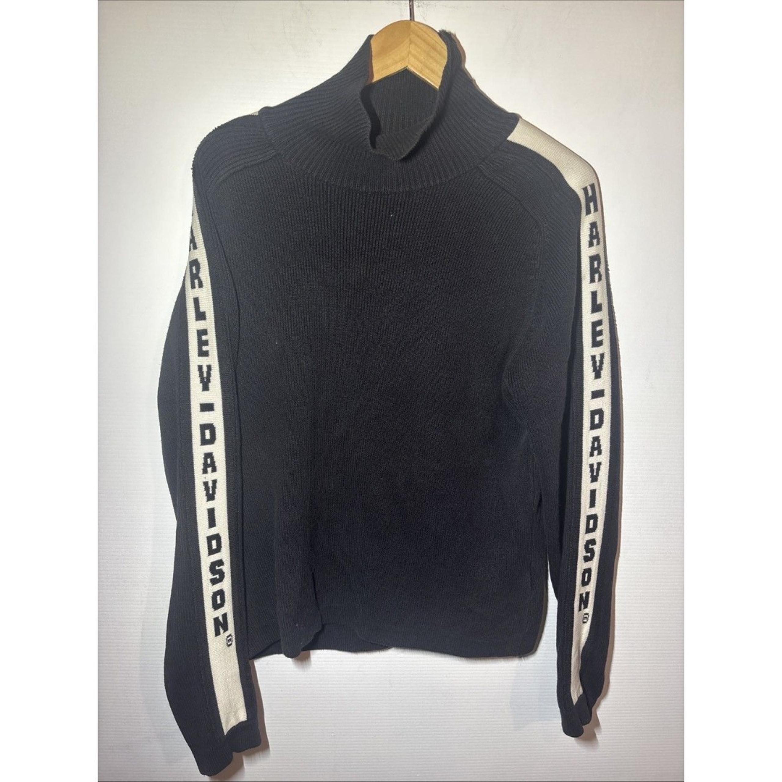 XL Vintage Harley Davidson Knit Sweater Black Women’s Logos Turtleneck 90s
