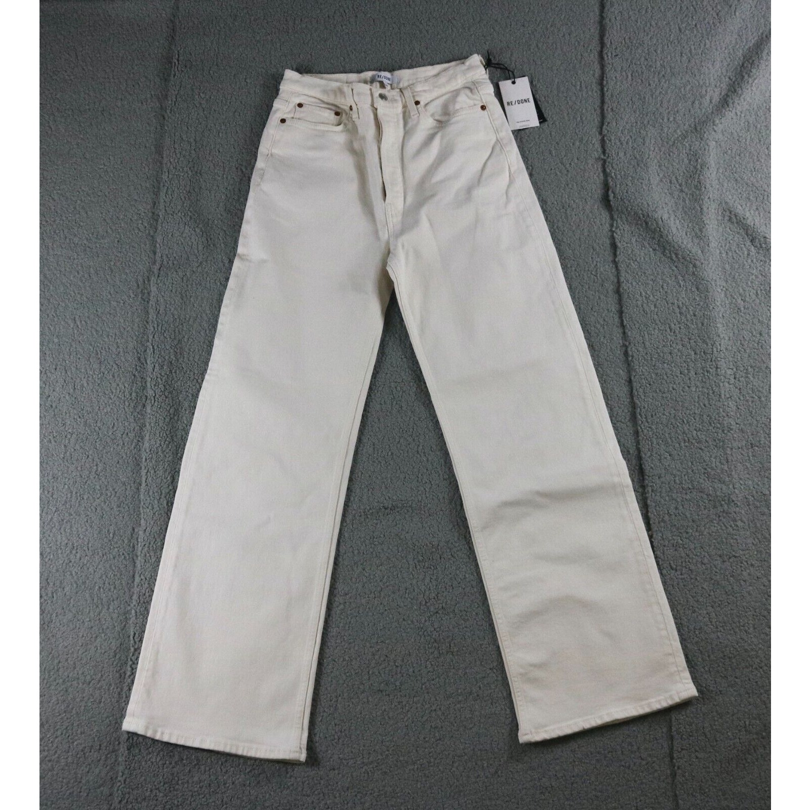 New Re/Done Womens 28 White Jeans Off White Stove Pipe Straight Denim