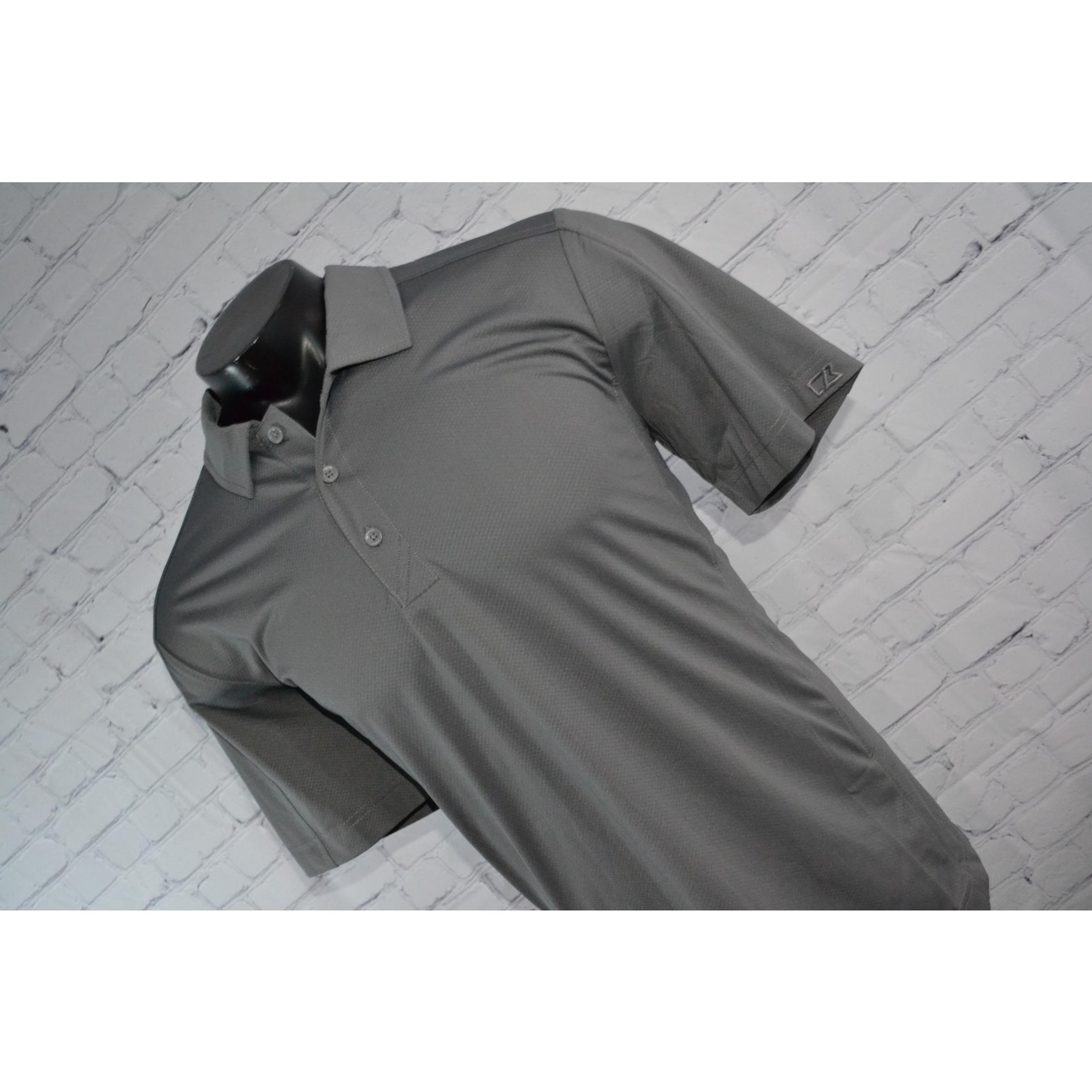 Cutter & Buck Golf Polo Shirt Mens Size Large Gray Polyester Spandex Blend NEW
