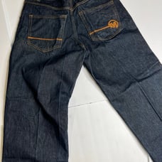 Mecca Usa denim Blue Jeans Mens 34 x 32 Hip Hop Vintage Y2k Baggy Embroidered