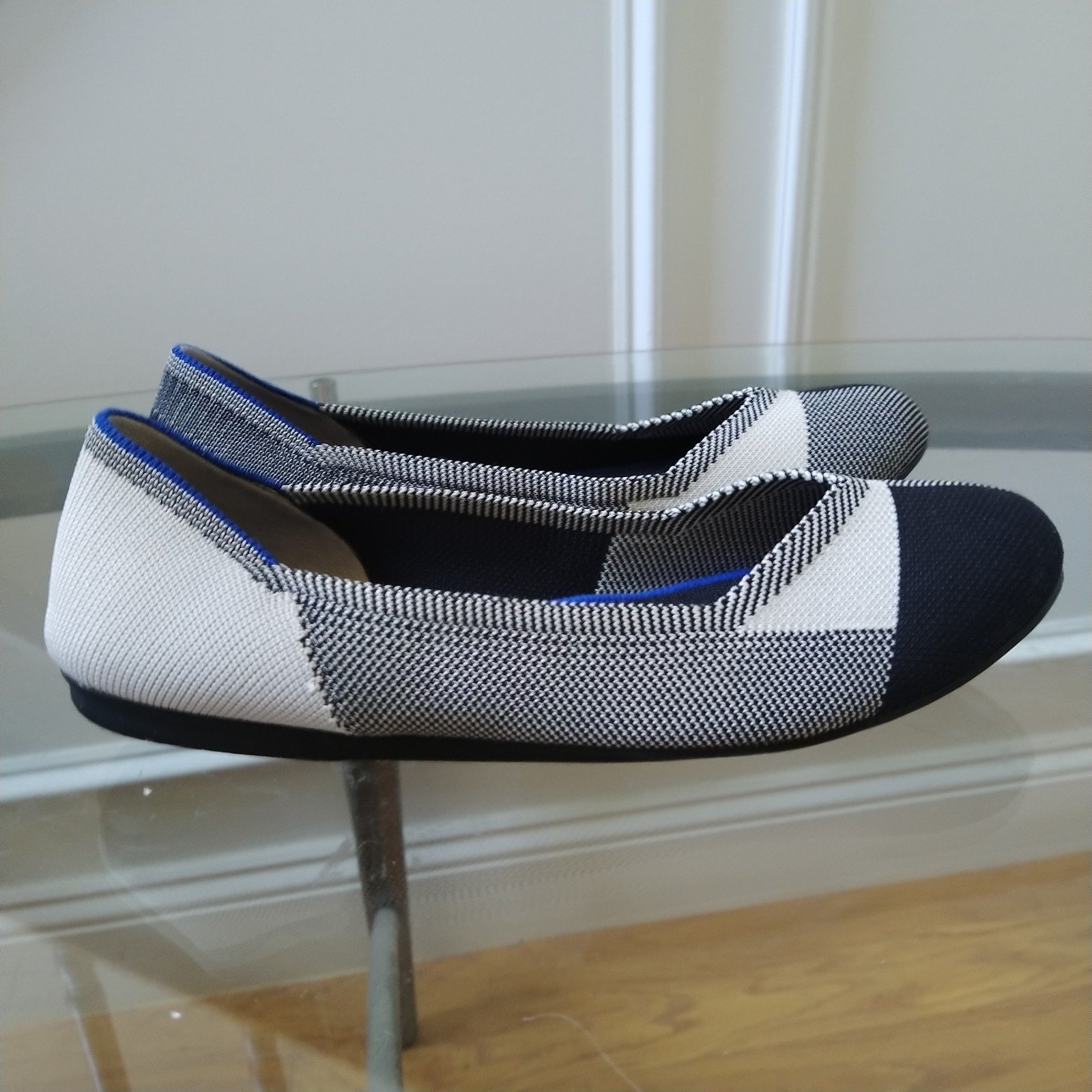 Rothy's Rothys Black & White Plaid Round Toe Flat Women's 9