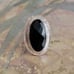 Vintage Sterling Silver and Black Faceted Oval Stone Ring Size 7.5