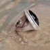 Vintage Sterling Silver and Black Faceted Oval Stone Ring Size 7.5