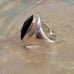 Vintage Sterling Silver and Black Faceted Oval Stone Ring Size 7.5
