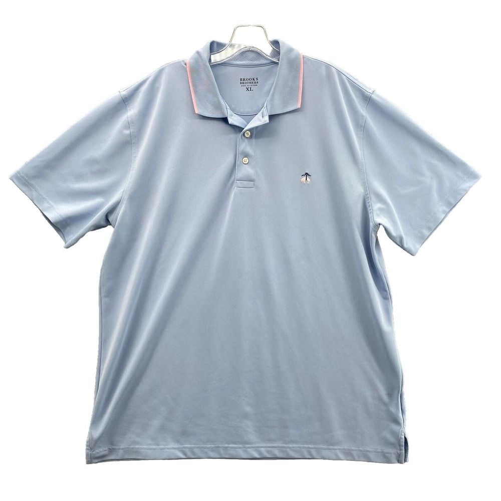 Brooks Brothers Shirt Men's XL Blue Pink Polo Golf Rugby Preppy Casual Golfer