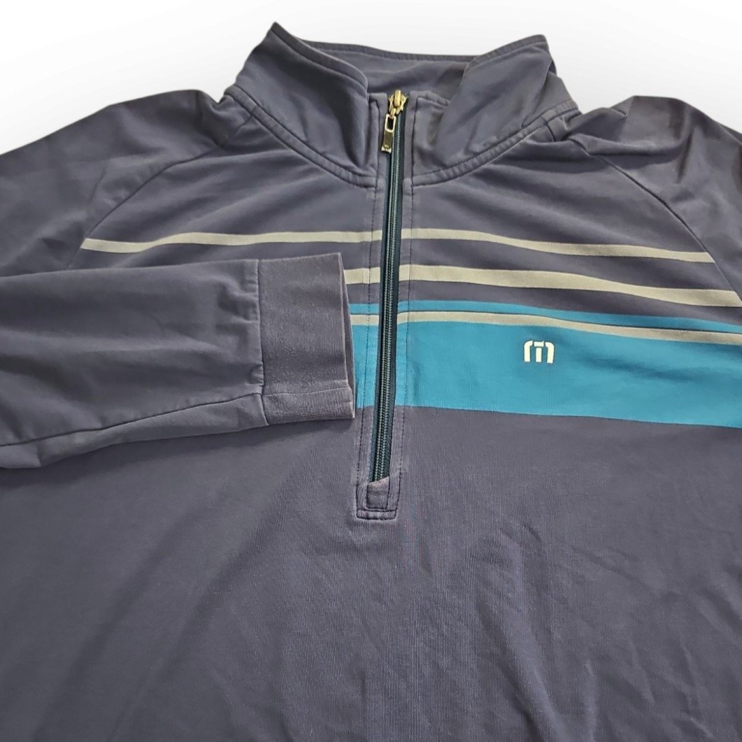 Travis Mathew X-Large XL Mock Collar 1/4 Zip Long Sleeve Shirt Navy Blue