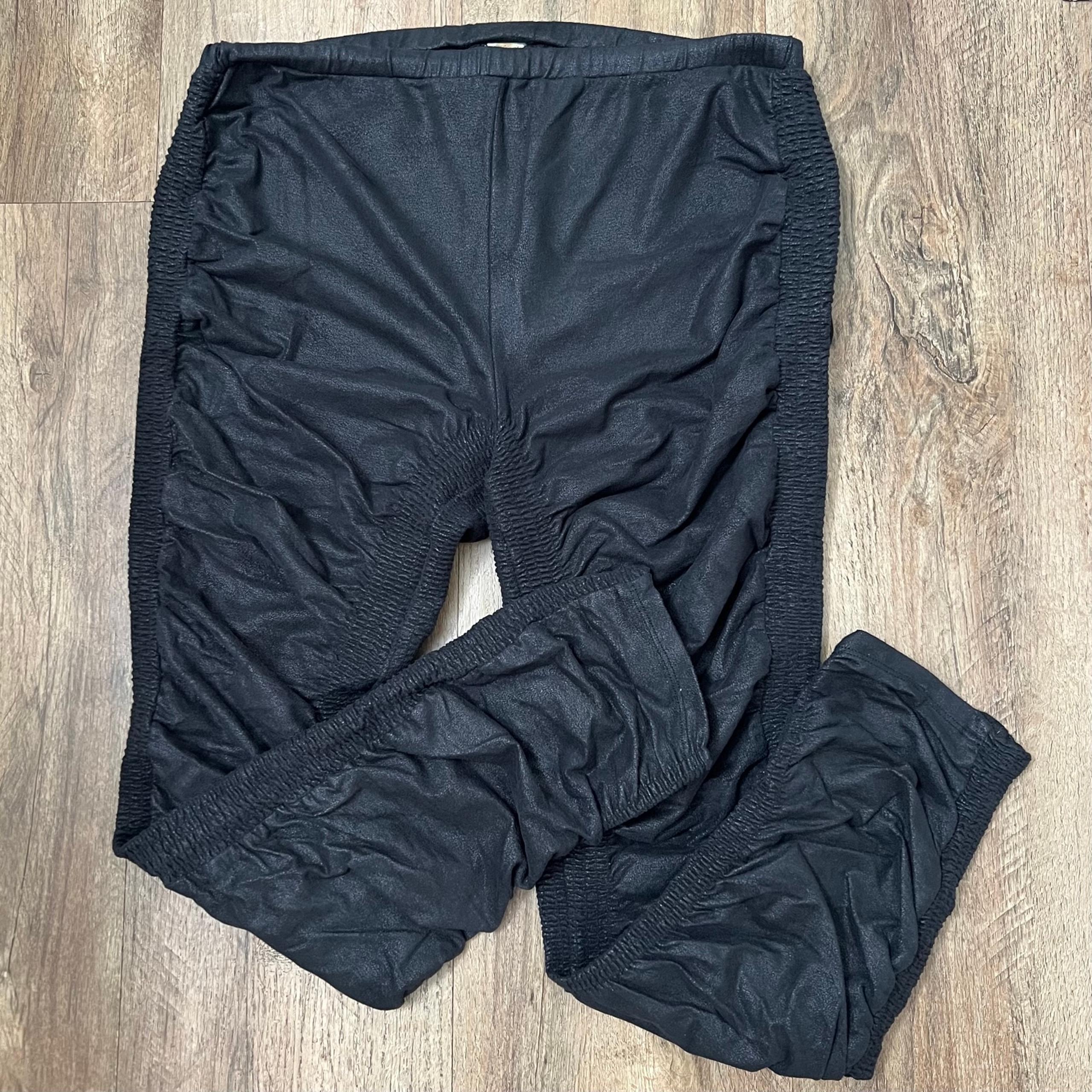 Free People Women's Black Brushed Faux Suede Athletic Leggings Rouched Sz M