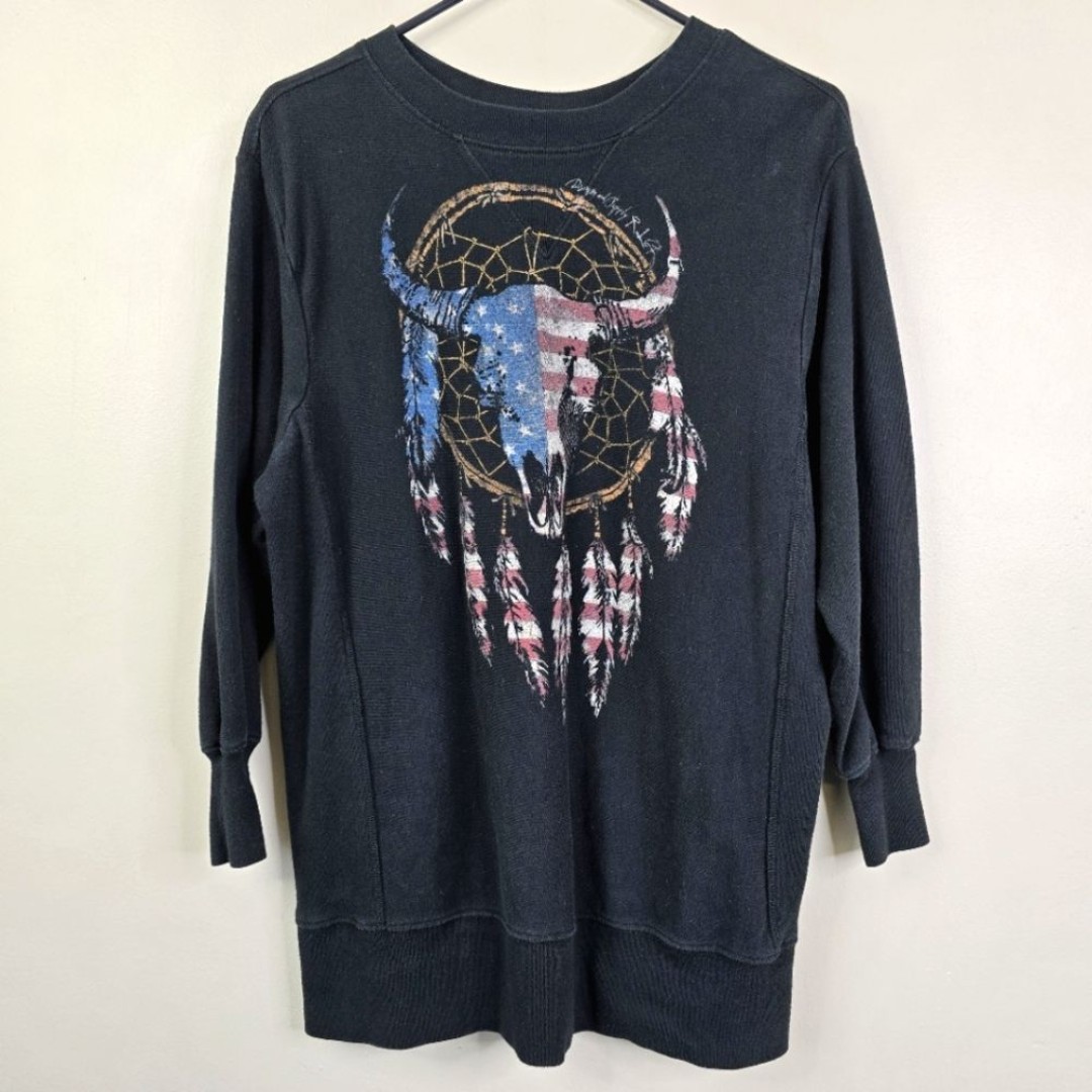 Denim & Supply Ralph Lauren Steer Skull Dreamcatcher Oversized Sweatshirt XS-S