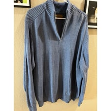 Vtg Clearwater Outfitters Lambs Wool Blend Sweater Mens XXL Blue Mock Neck