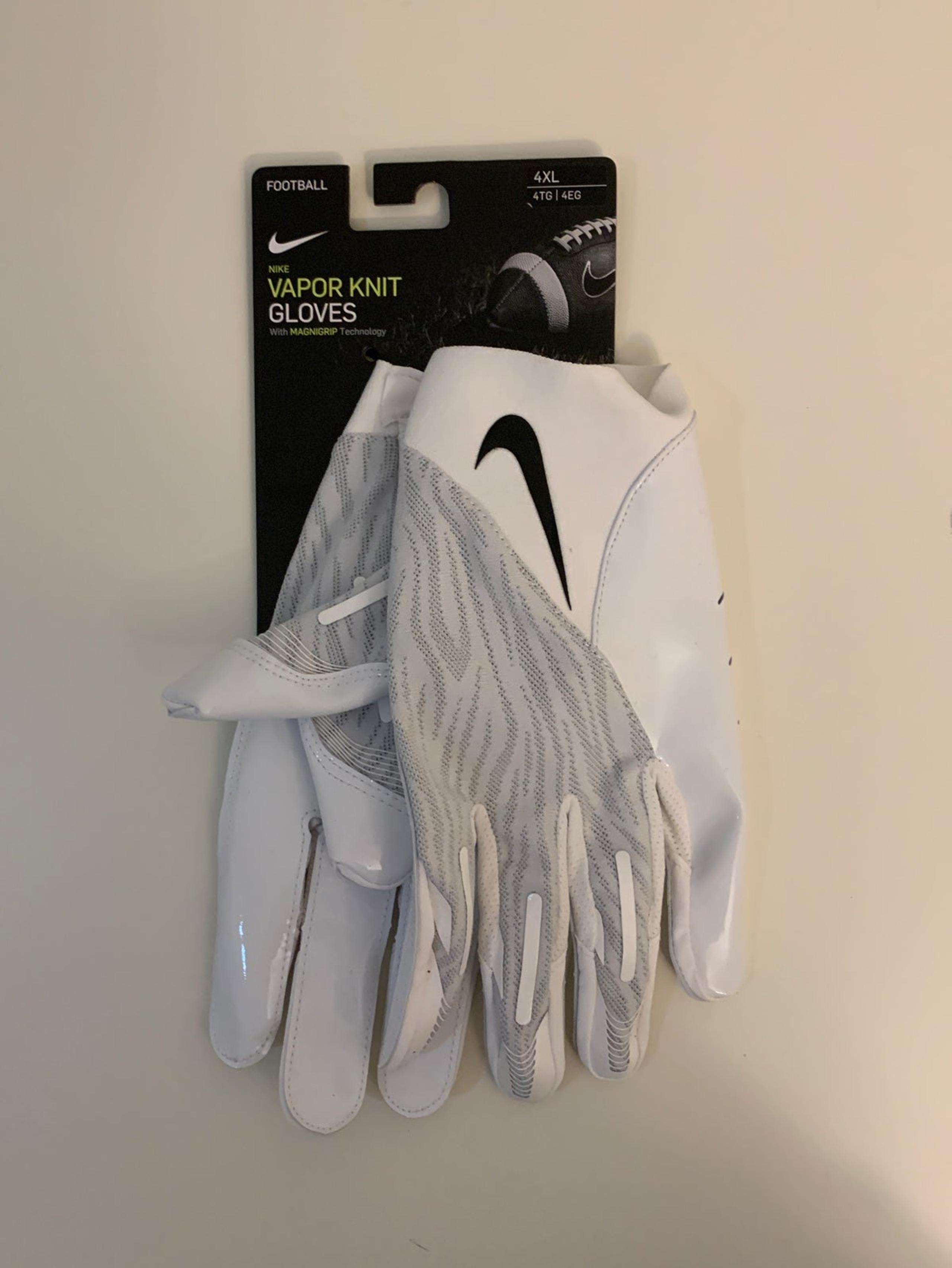 Nike Vapor Knit White Grey Black Football Gloves Mens Adult Sz XXXXL DM0056-102
