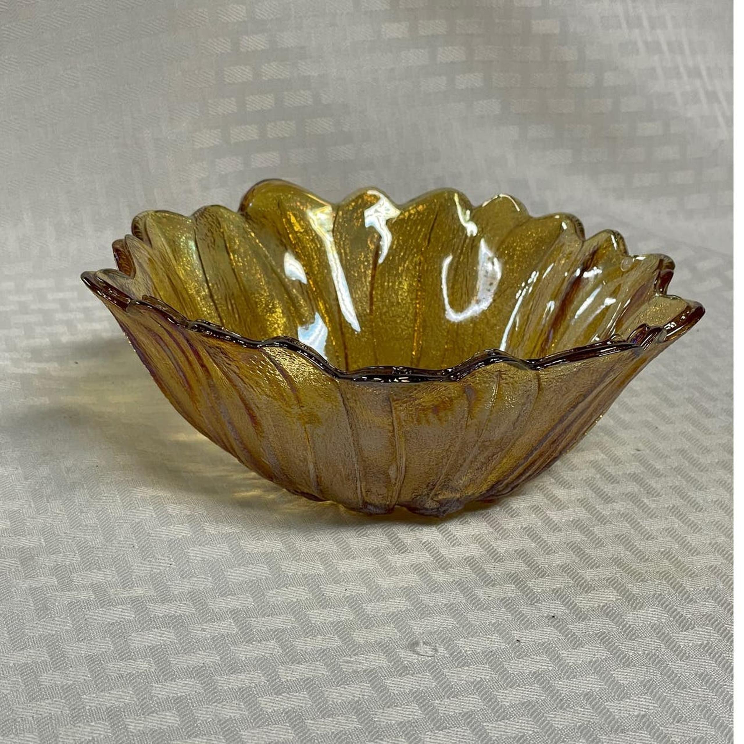 Vintage Sunflower Amber Glass Candy dish