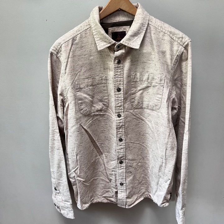 Prana Men's Organic Cotton Oatmeal Colored Button Down Shirt- Size Sm