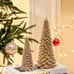 Gold Christmas Tree Figurines, 2Pcs Resin Glitter Christmas Tree for Tabletop