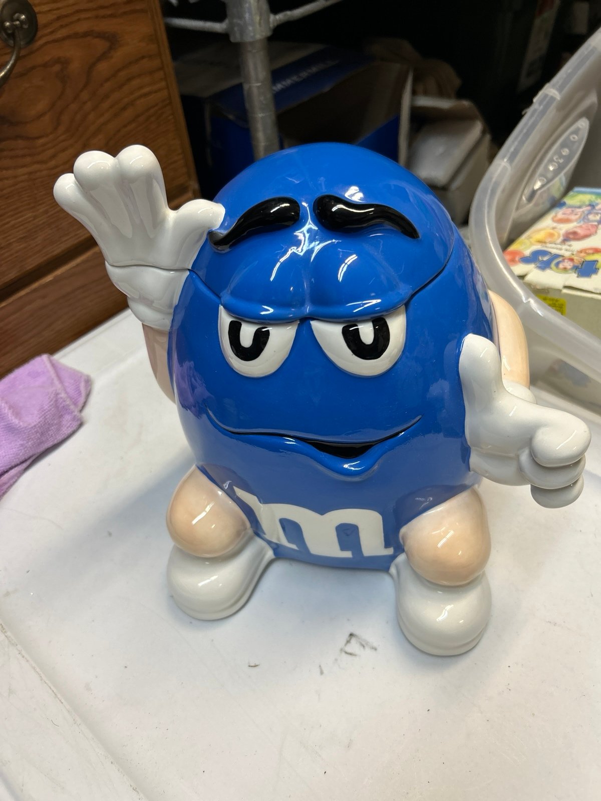 Vintage Blue M & M Cookie Jar