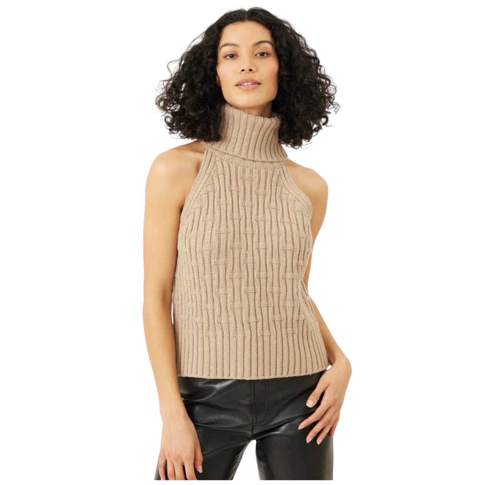 Stitches + Stripes Sleeveless Sweater Top Beige Marlow