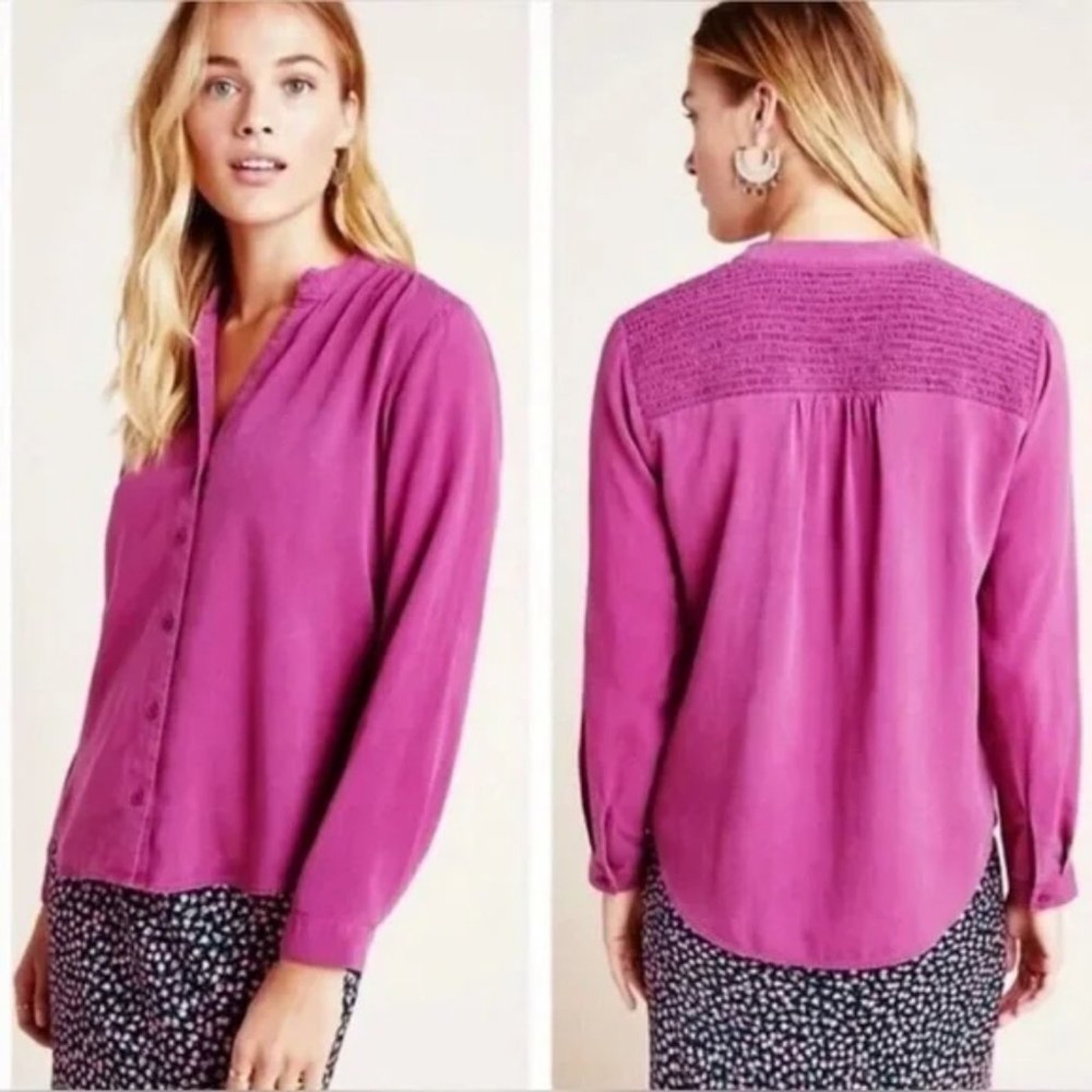 Anthropologie Cloth & Stone Smocked Top