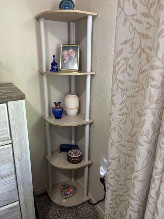 5 Tier Corner Display Rack Multipurpose Shelving Unit, 1-Pack, Cream Faux Marble