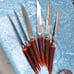 Set/6 Steak Knives Bakelite Handles Vintage Faux Horn Steak Knives