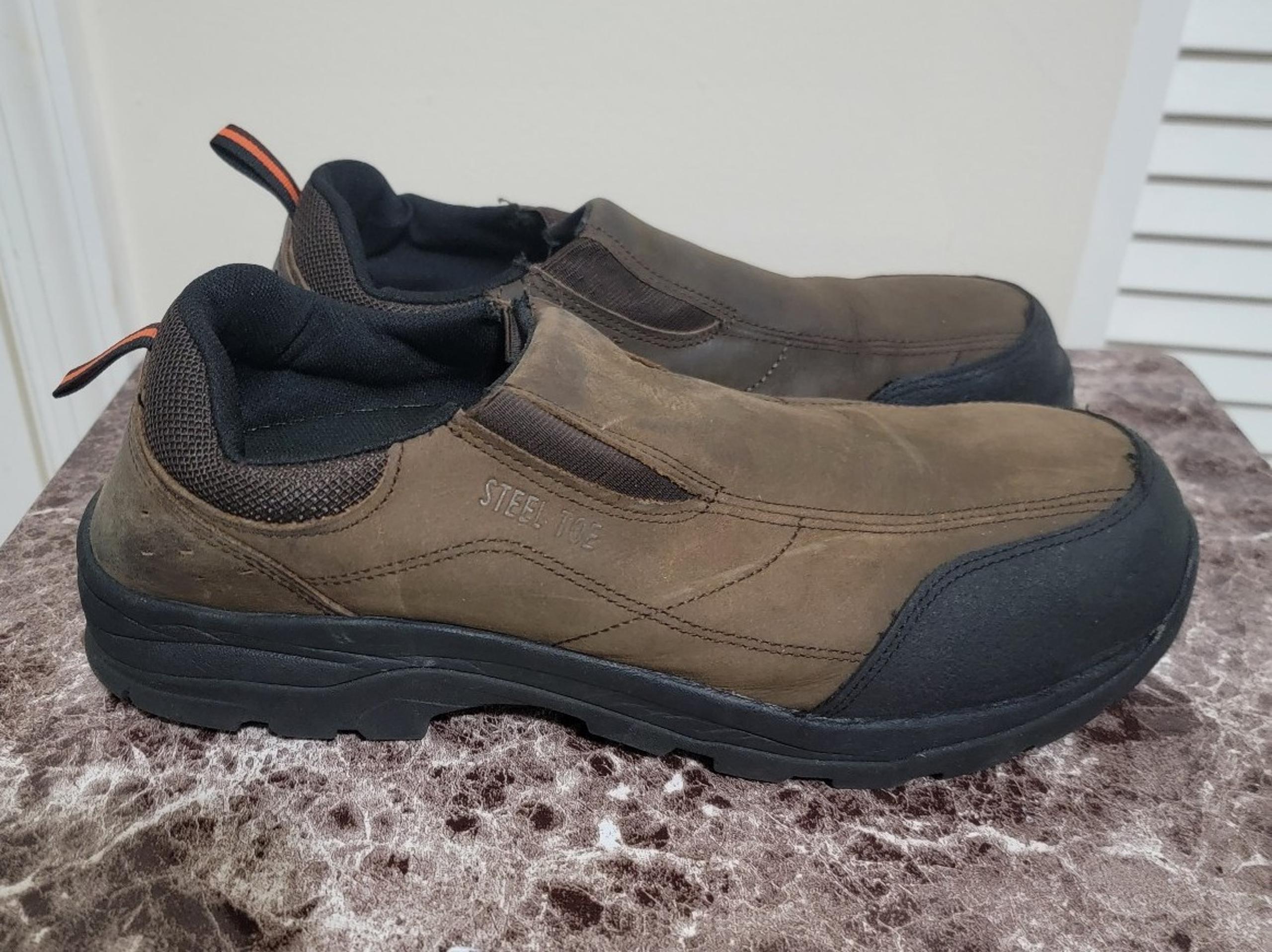 BRAHMA Work Boots Shoes Brown Leather Shale Steel Toe Slip-On Men's Size 13 Wide