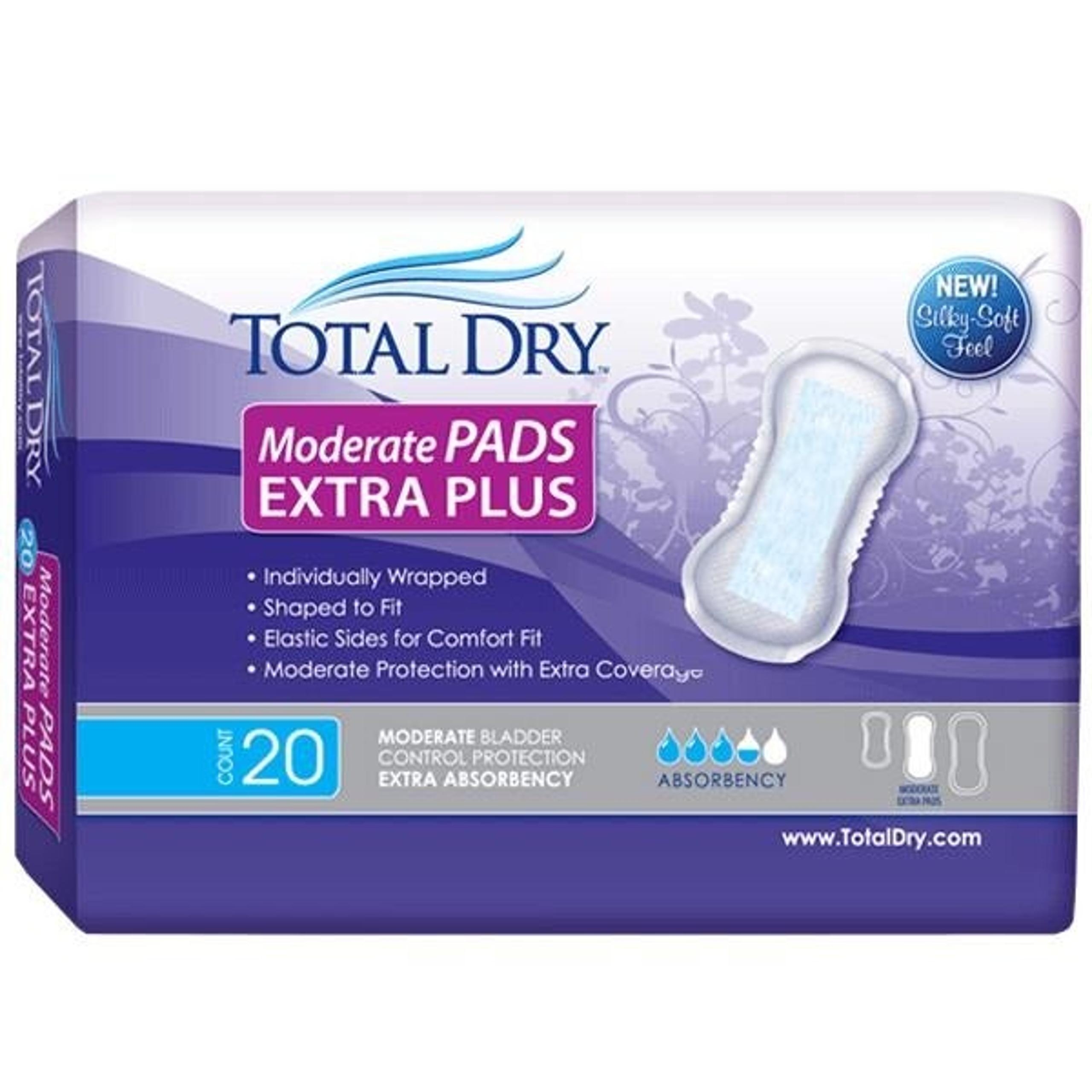 Total Dry Moderate Pads for Incontinence