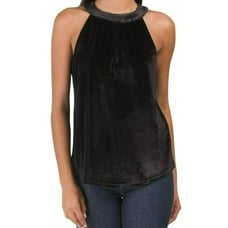 NWT Catherine Malandrino Velvet Halter Back Keyhole Top