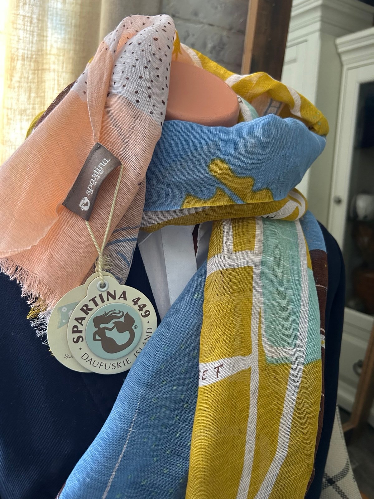 Spartina 449 Scarf Historic Savannah Soft Linen & Viscose blend 25”x74” NWT