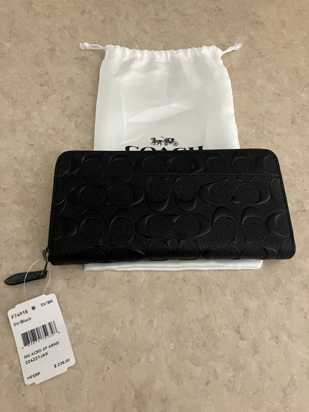 Coach Black Signature Leather Unisex Wallet