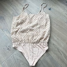 Lovers + Friends Women's Beige Dotted Lines Spaghetti Strap BodySuit Size Small
