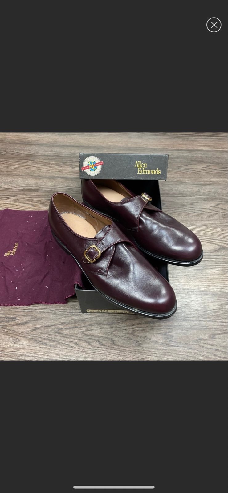 NEW Allen Edmonds Standish Burgundy Monk Strap Oxfords 11 D
