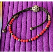 John Hardy Sterling Silver 925 Carnelian Red Beaded Adjustable Corded Bracelet