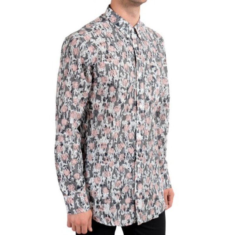 Burberry Men's Linen Graphic Sketch Print Button-down Size Large