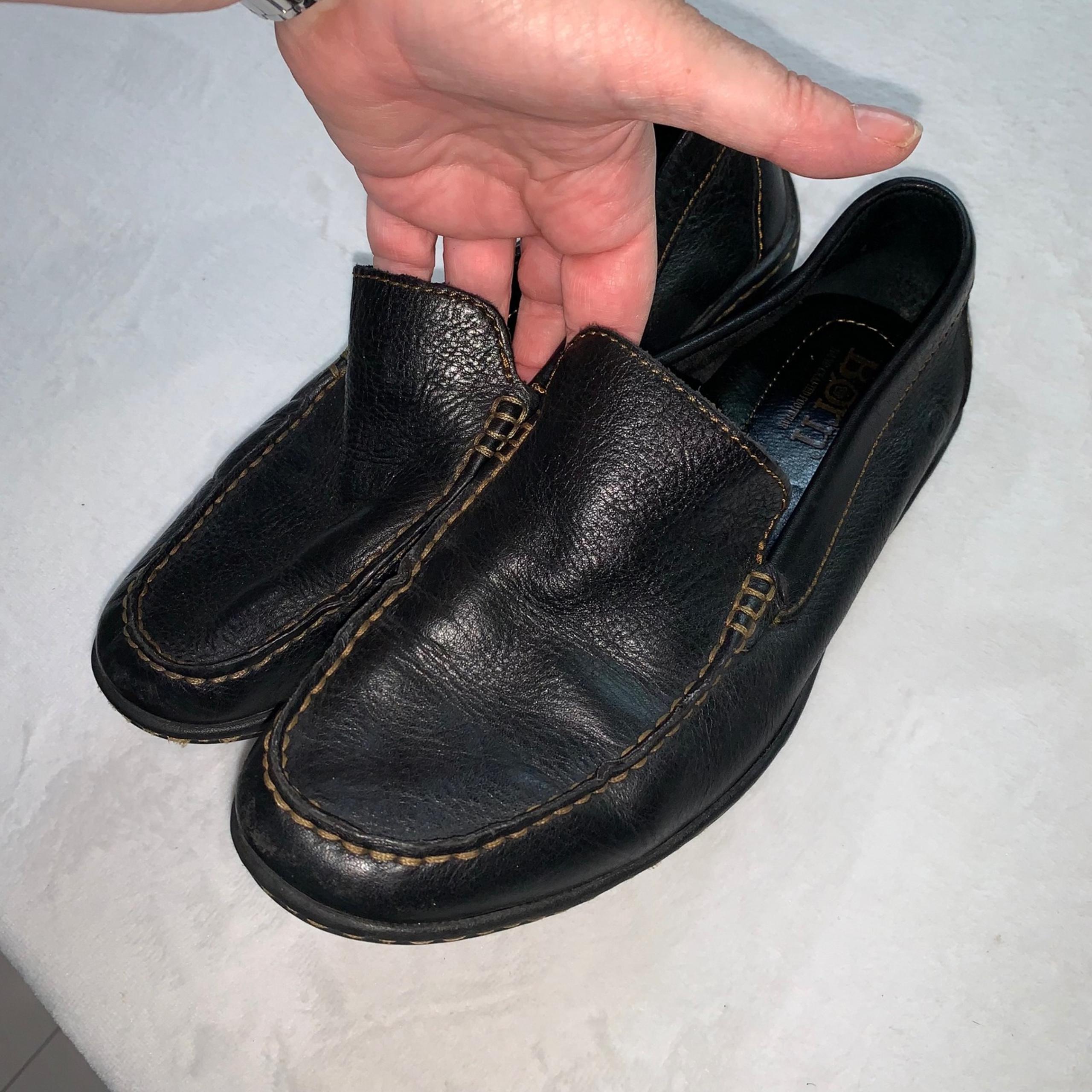 Born black leather driving shoes men's size 8.5 loafers slip ons
