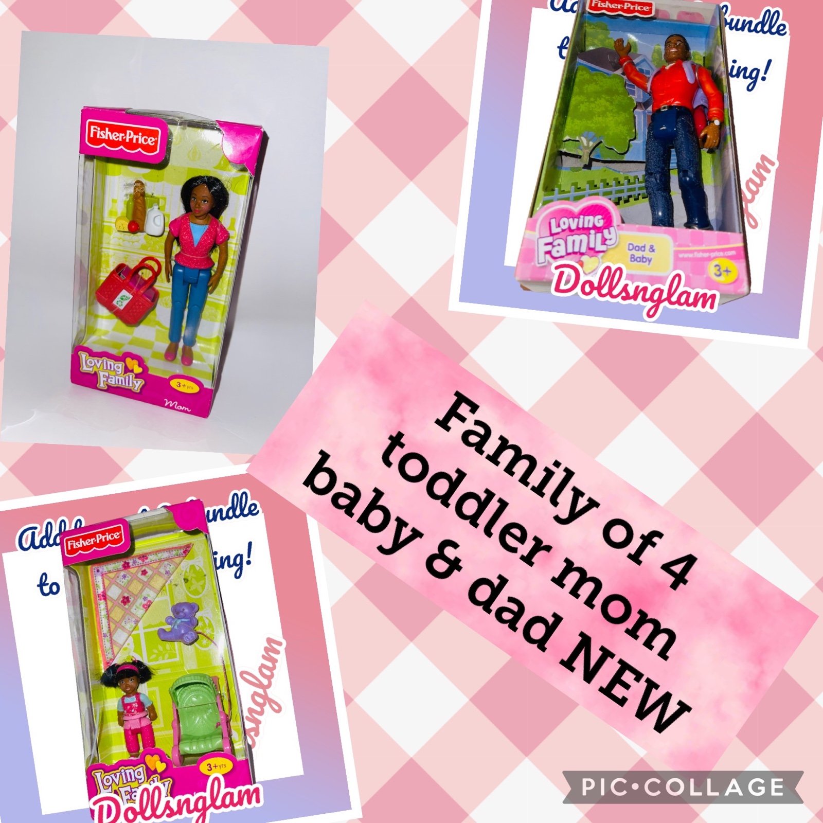 loving family dollhouse set mom dad baby toddler COMPLETE!! New in box African a