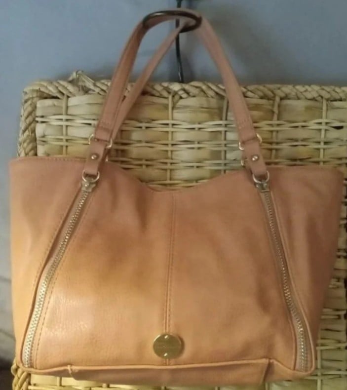 Luxury Designer Franco Sarto Leather tan,brown Handbag Purse