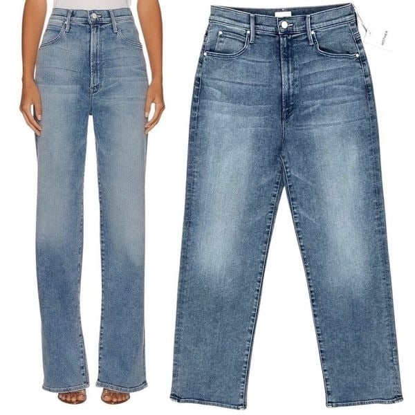 Mother High Waisted Tunnel Vision Sneak Wide Leg Loose Jeans in Twice Shy Sz 28