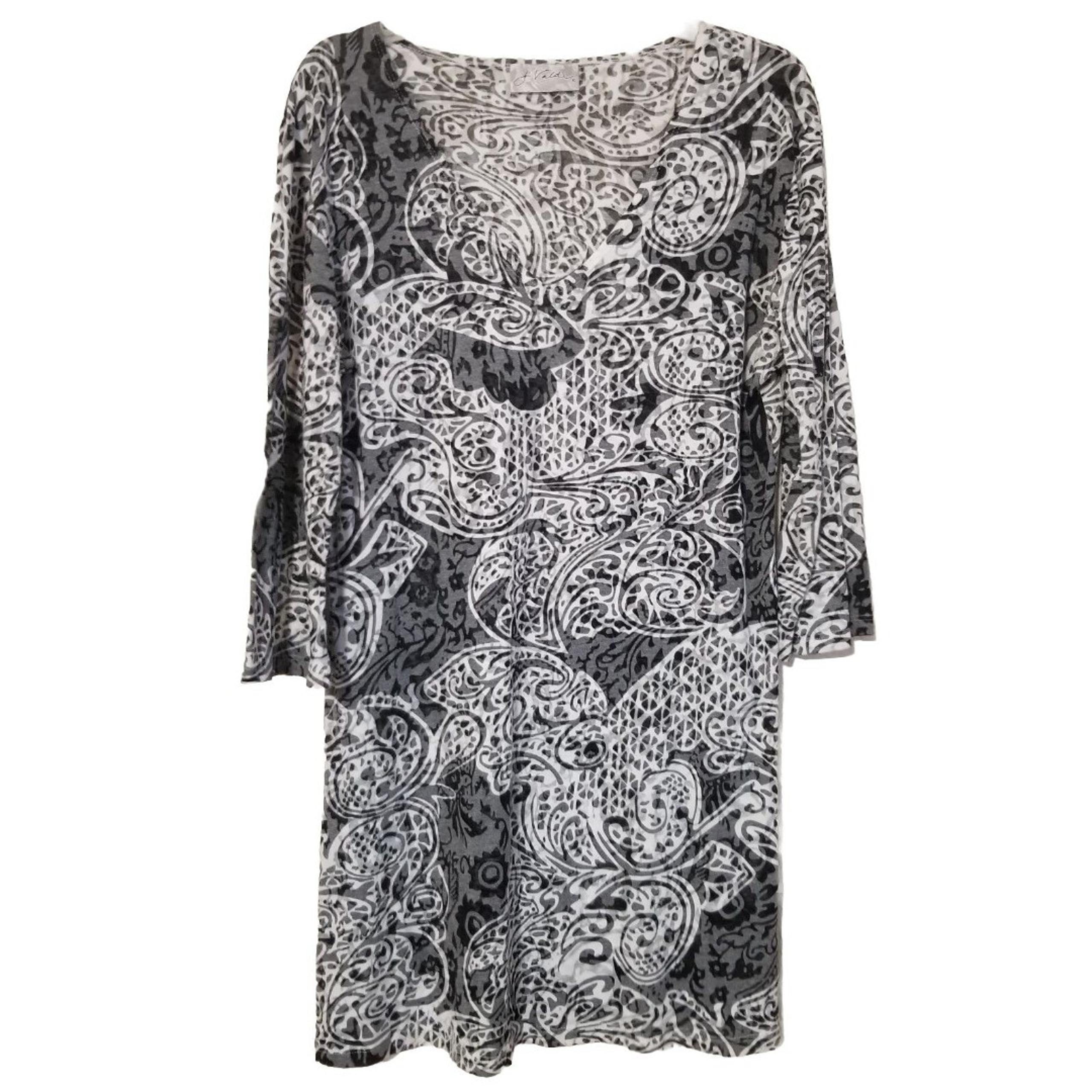 J Valdi Cover Up Womens Black White Printed Lace Up Swimsuit Tunic Small Medium