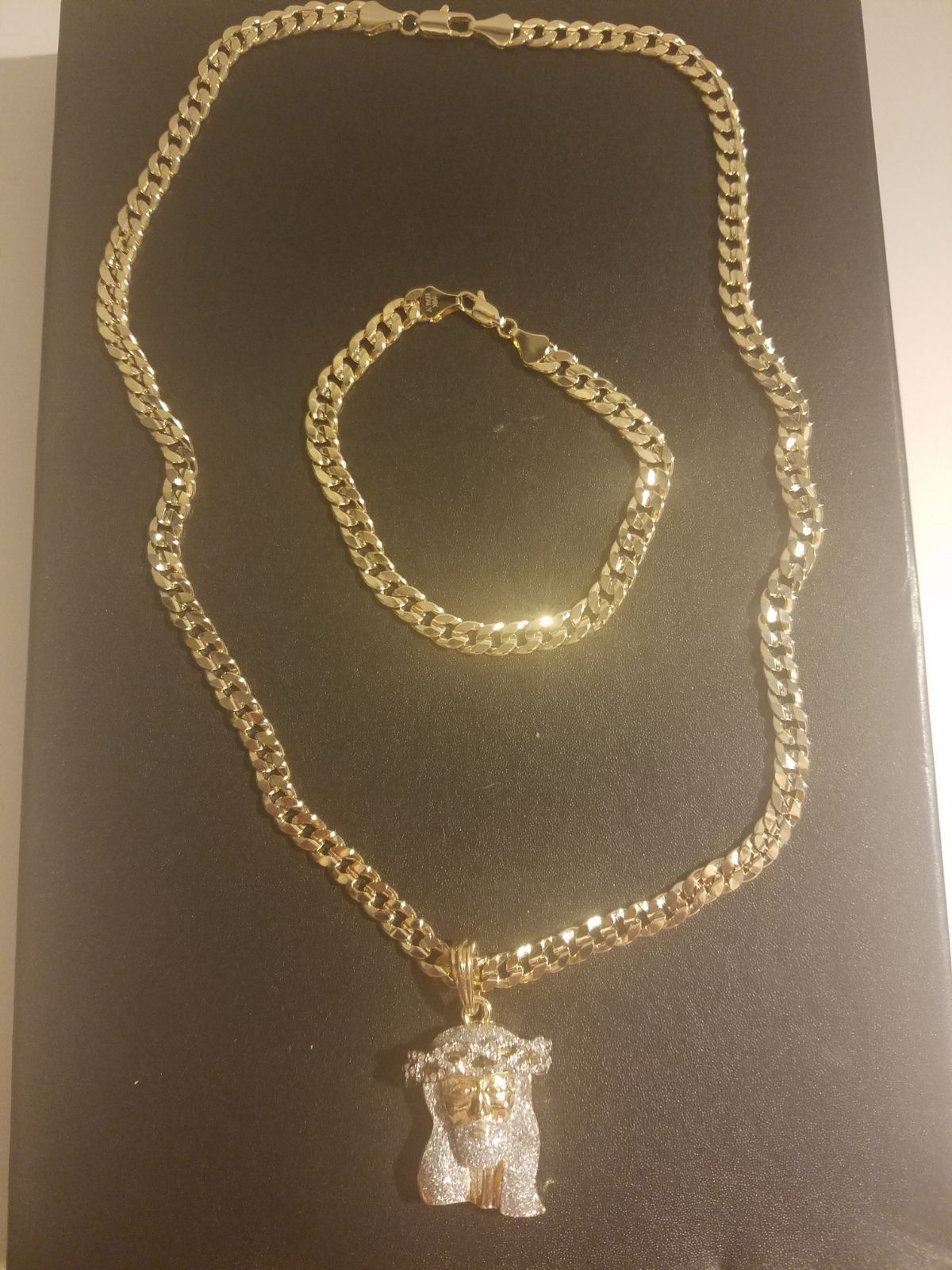 14k gold filled cuban chain combo set