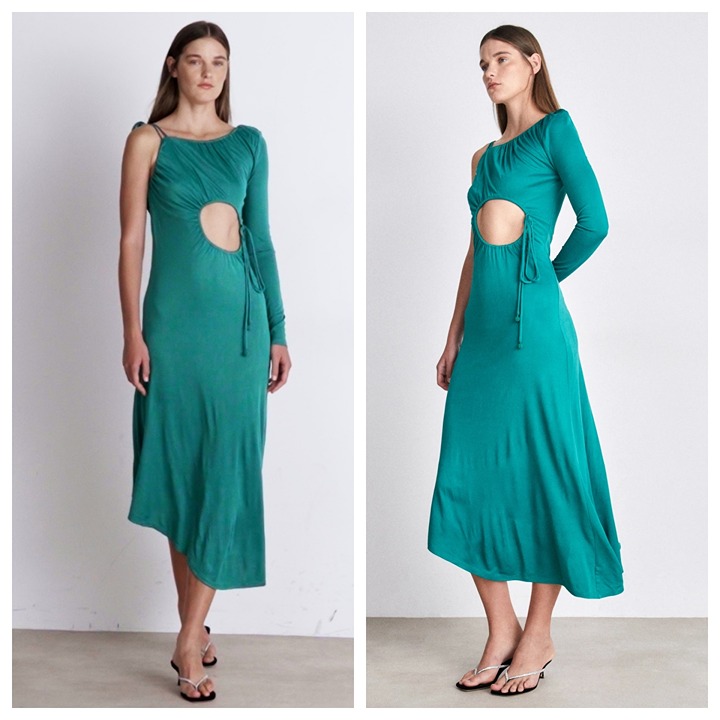 Farm Rio One Shoulder Strappy Jersey Midi Dress