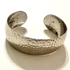 Sterling Silver 925 USA Hammered Cuff Bracelet Excellent Condition 7