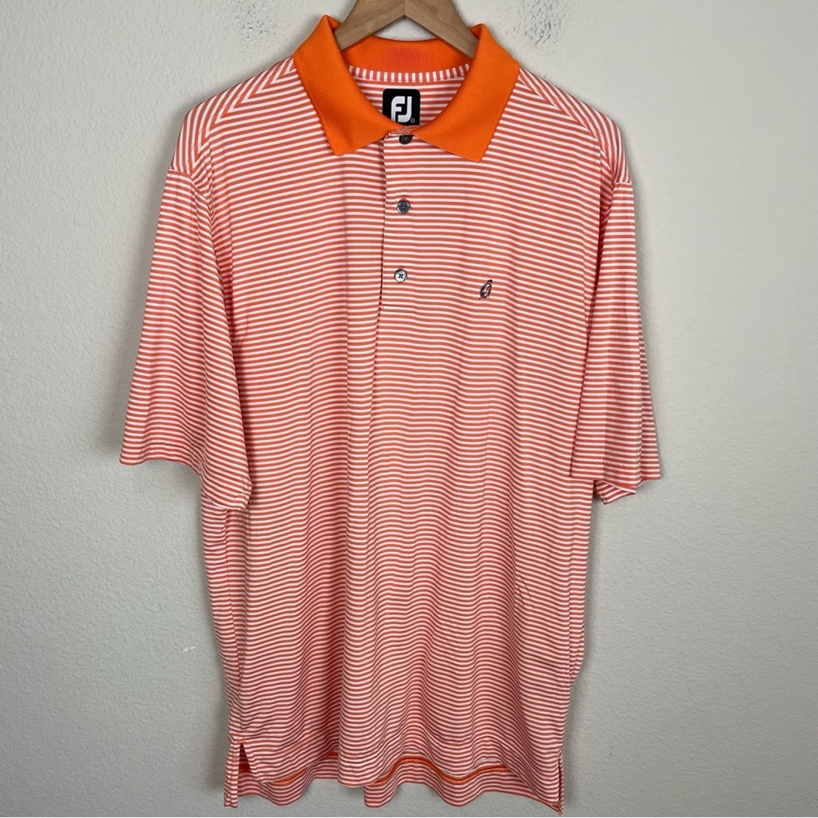 Footjoy Orange White Stipe Golf Shirt Large