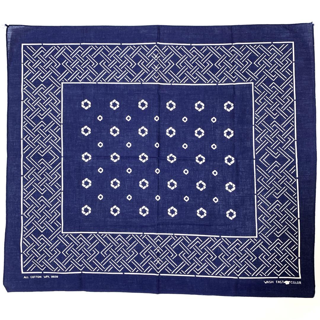 【Rare Pattern!】 60s Tiger Vintage Bandana Navy Blue #72