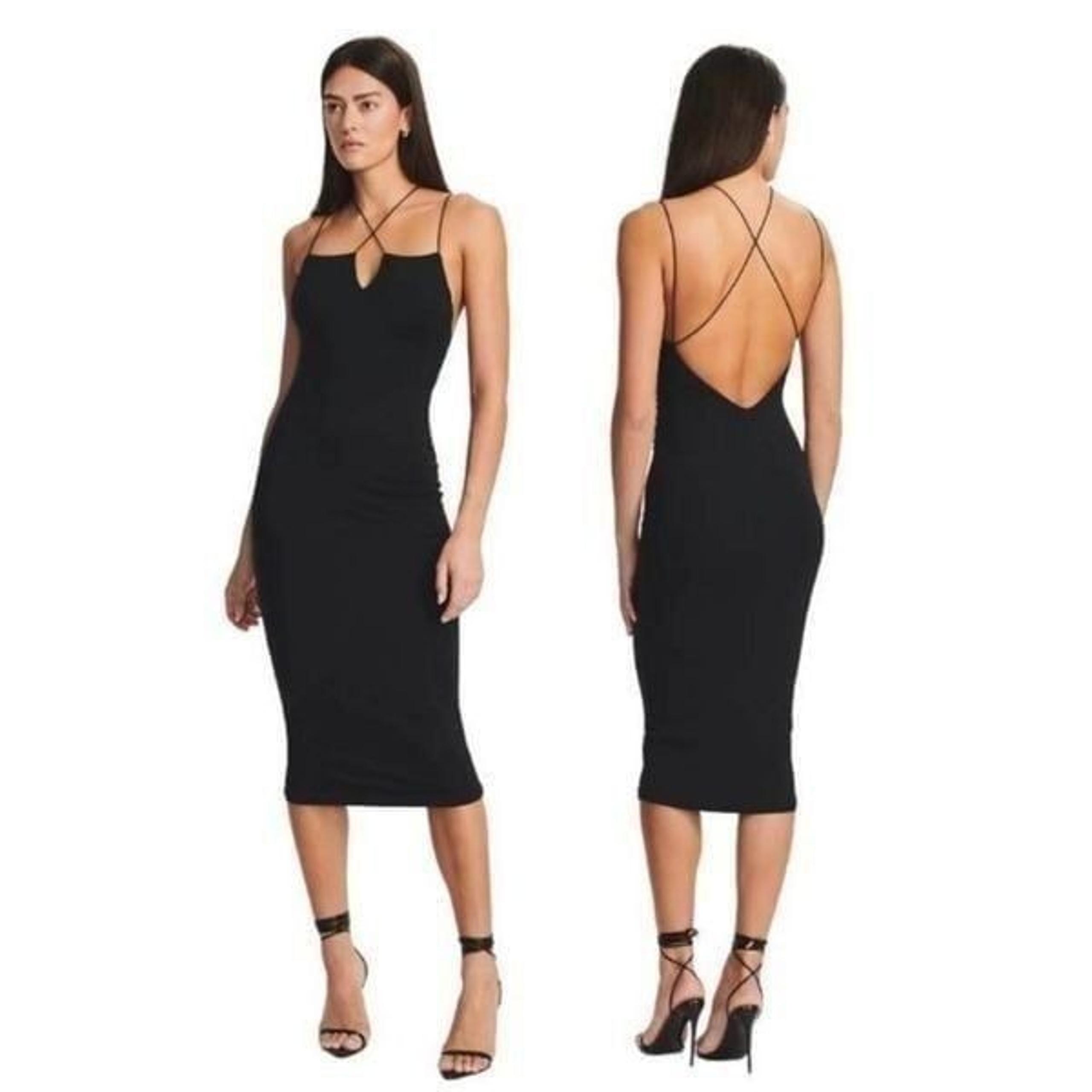 New! SER.O.YA Brogen Strappy Jersey Midi Dress Size Small in Black