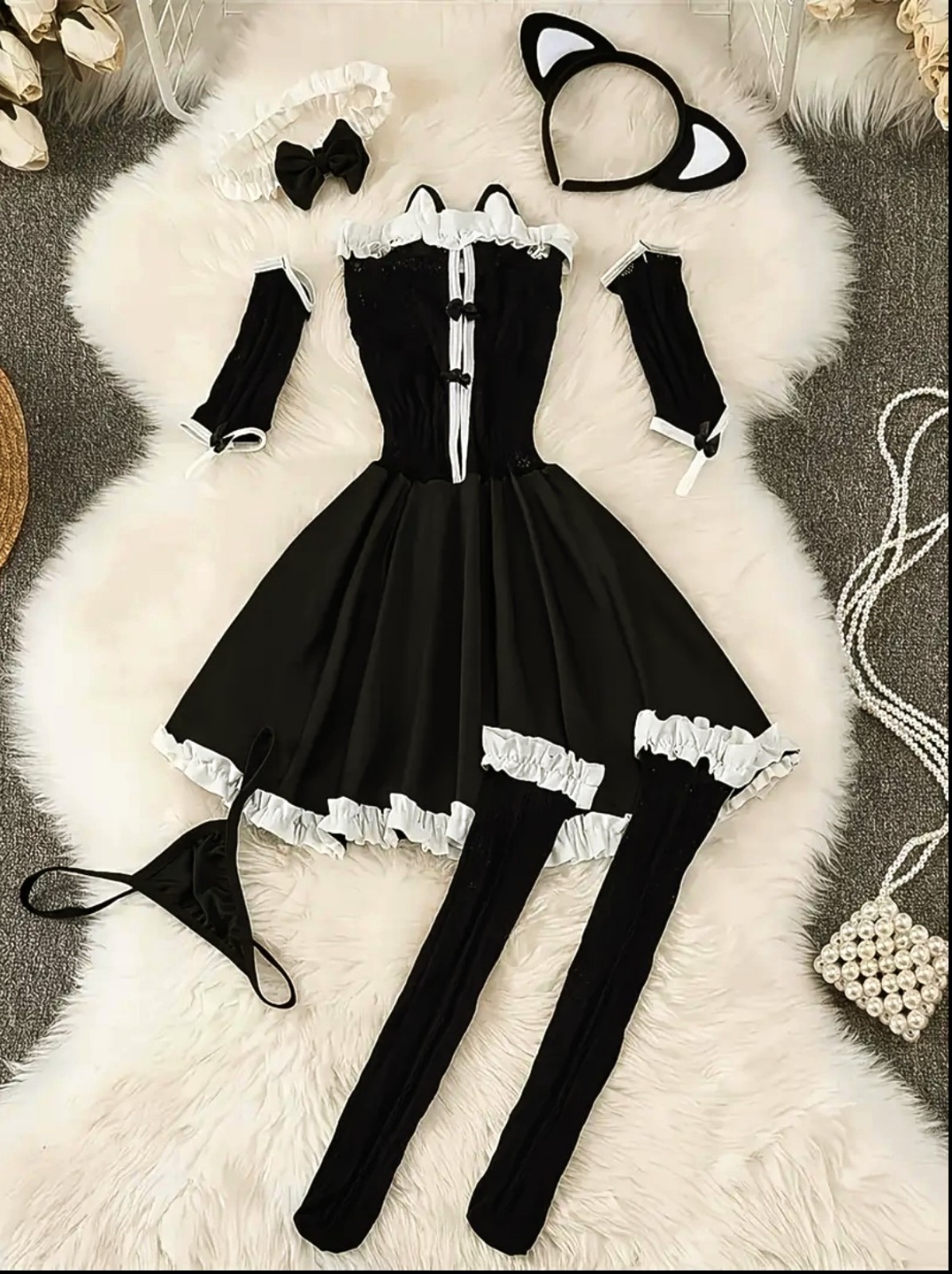 ONE SIZE- Sexy Cat Maid Costume - Lace Mesh Anime Cosplay-NEW- FREE SHIPPING