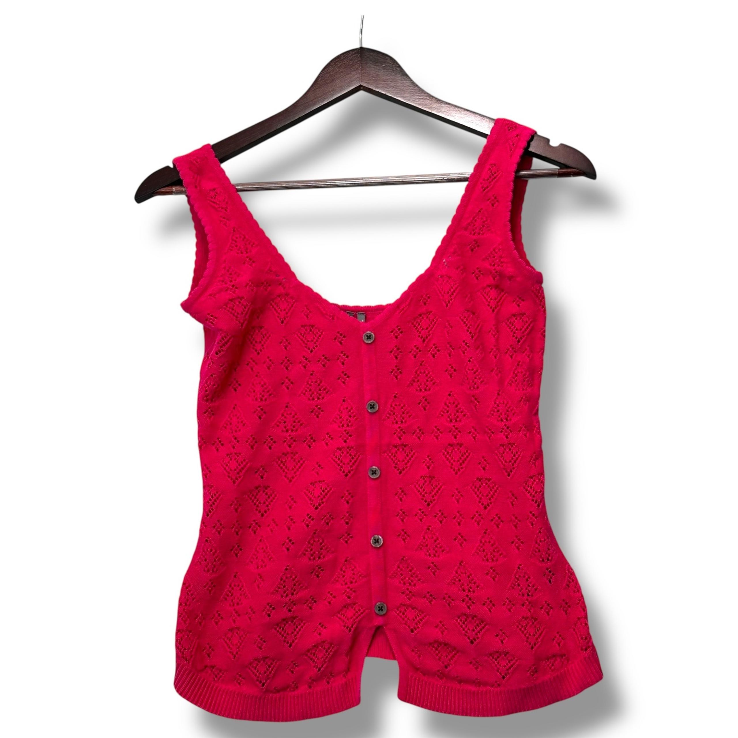 Anthropologie Button Front Tank Top Crochet Knit Sleeveless XS