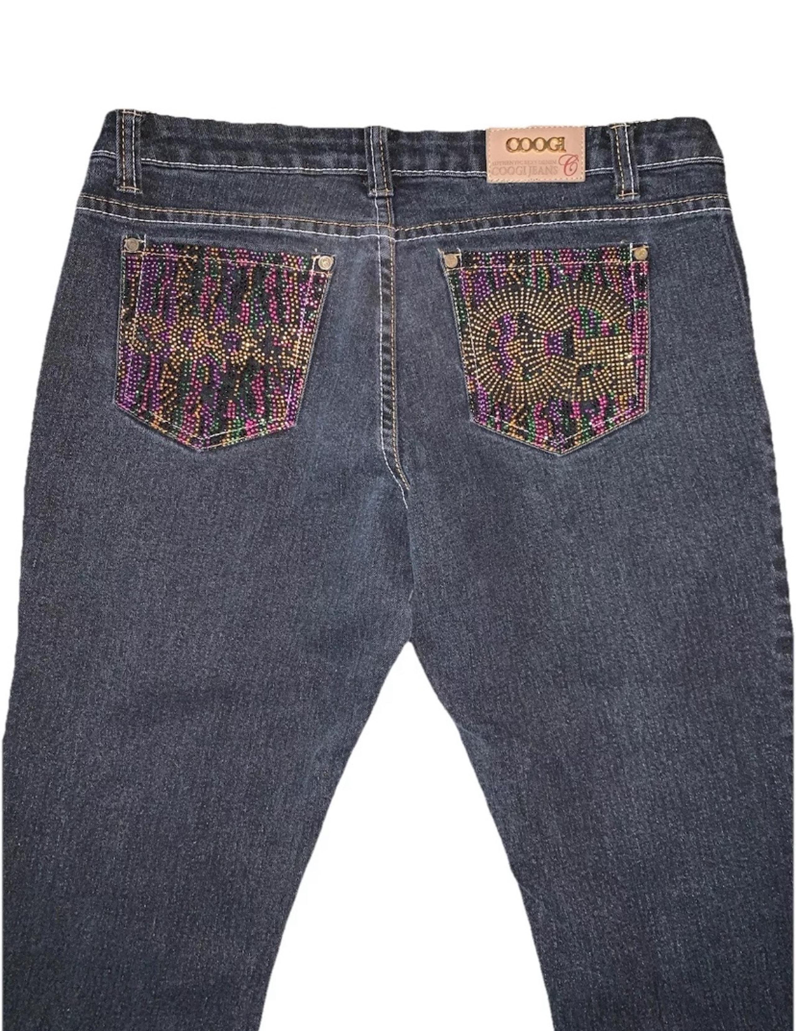 Coogi Women's Jeans Size 11/12 Blue Denim Straight Leg Stretch Embellished W371