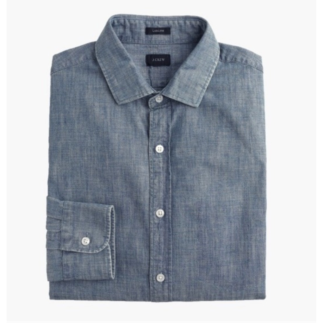J. Crew Ludlow Chambray Cotton Shirt Blue Button Down Long Sleeve Mens Size L