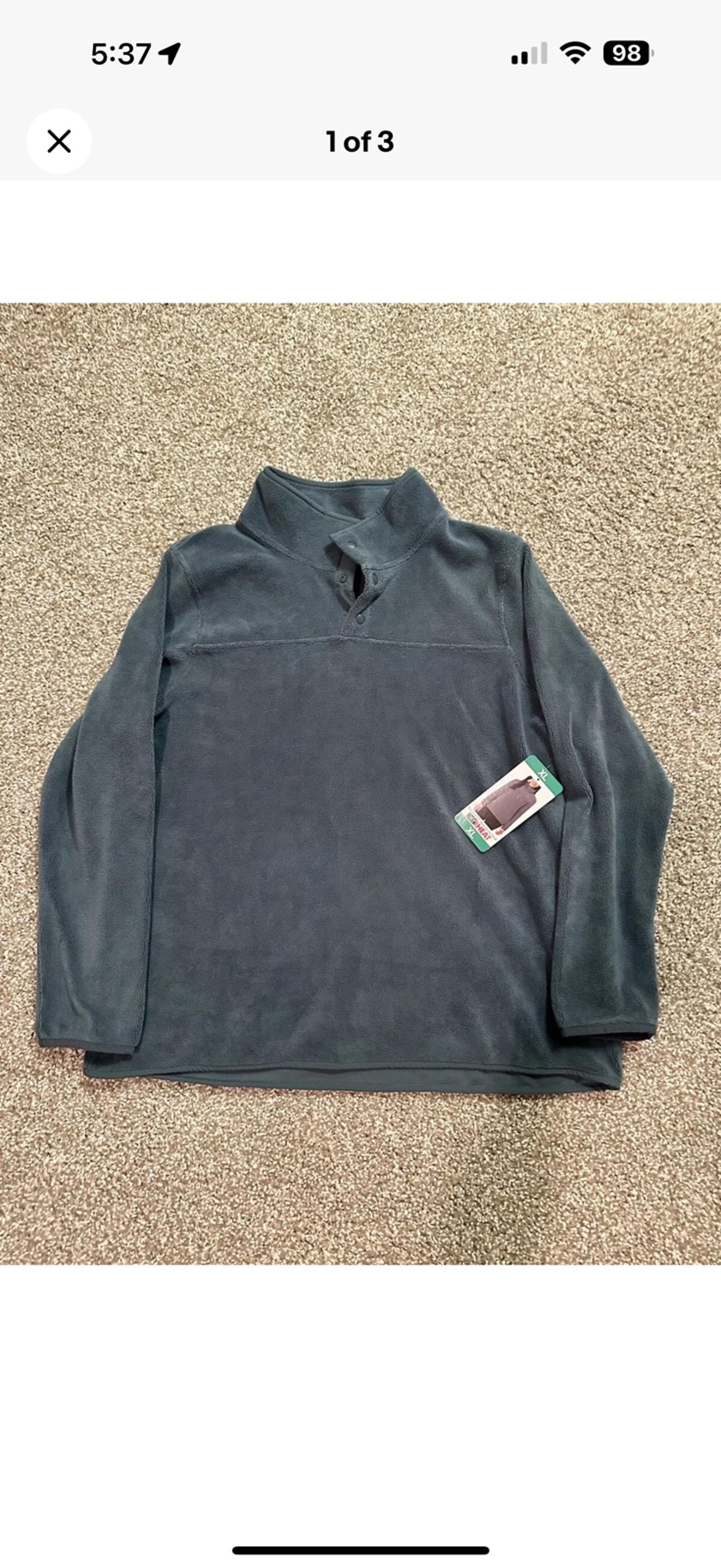New 32 Degrees Heat Women’s Snap Artic Fleece Pullover Sweatshirt XL Green NWT