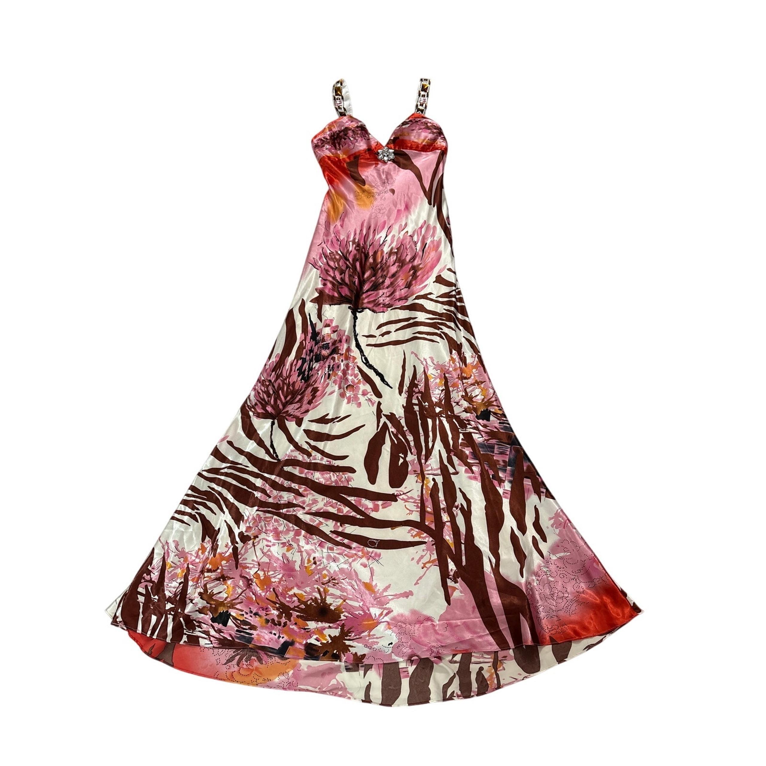 David's Bridal Vintage Y2k Maxi Dress Ball Gown Prom Mcbling Girly Beaded XS 2